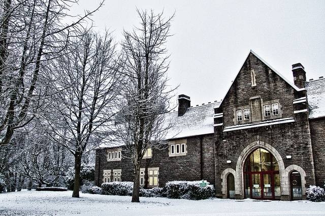Anthony Hopkins Centre in the snow