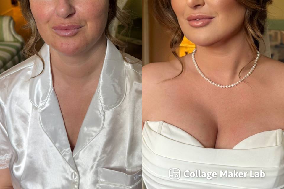 Bridal makeup before & after