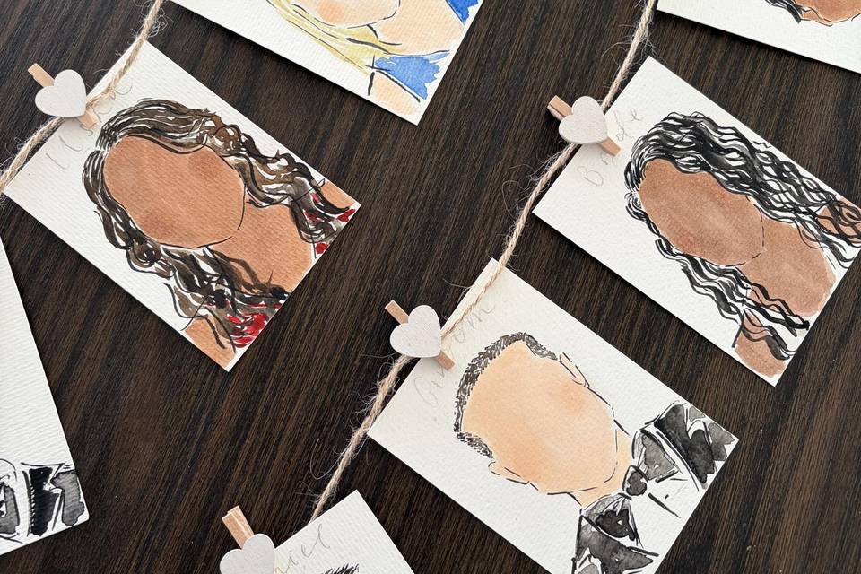 Guest portrait name cards