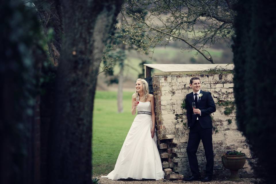 Bride & Groom in grounds