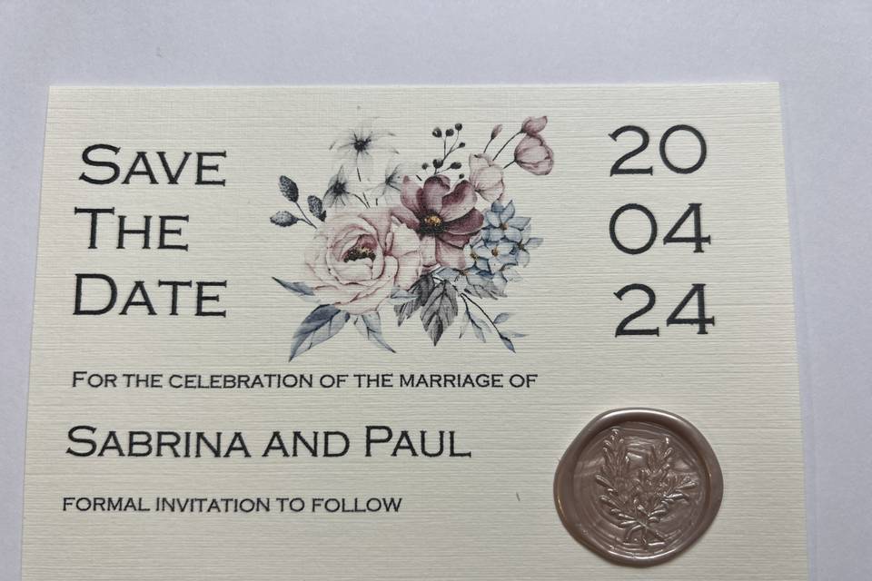 Save the date with wax seal