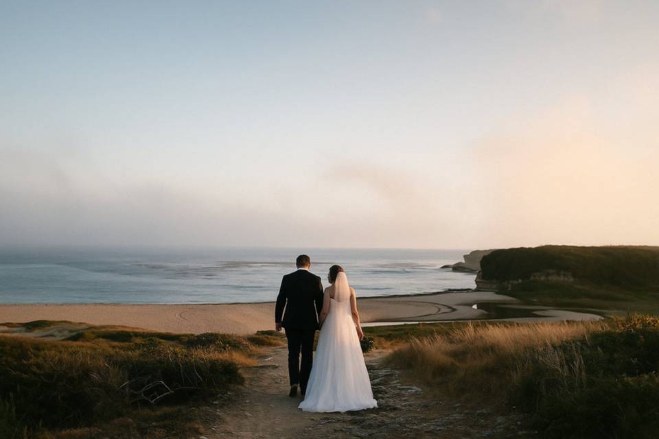 Coastal wedding portrait