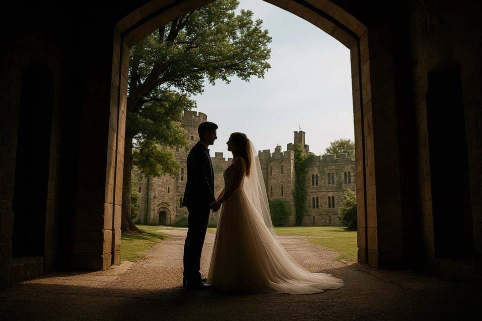 Silhouette couple portrait
