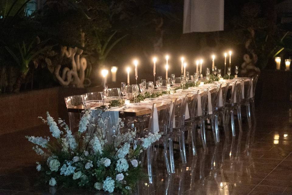 Candlelit table setting