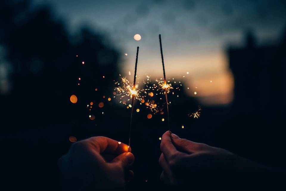 Sparklers at sunset