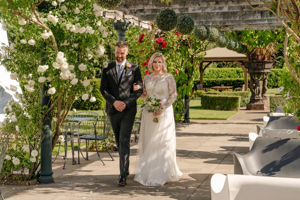 Bride walking