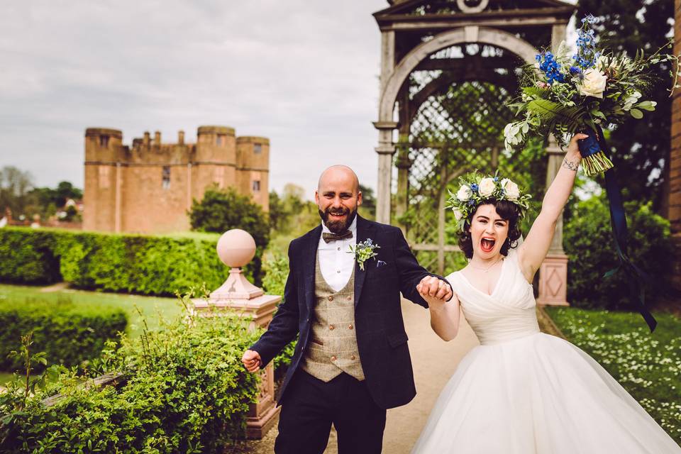 Castle wedding couple