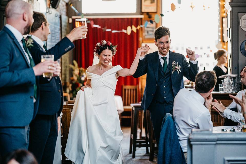 London pub wedding entrance