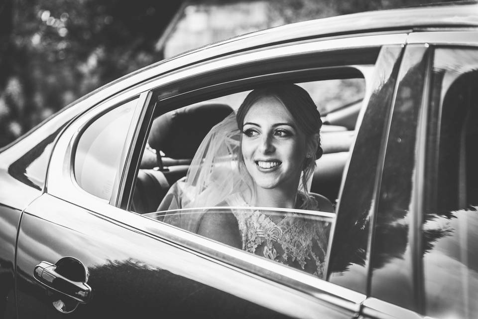 Seated inside the wedding vehicle - Kevin Fern Photography
