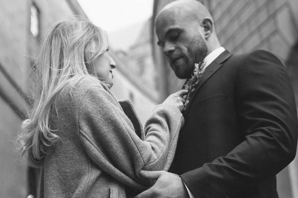 Couple portrait city centre