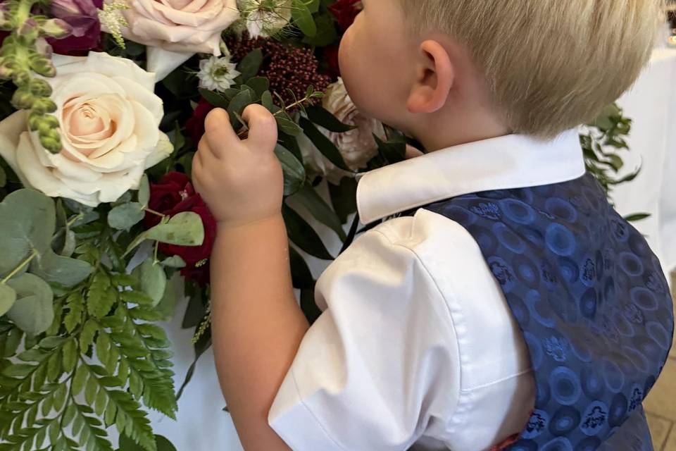 Smelling flowers