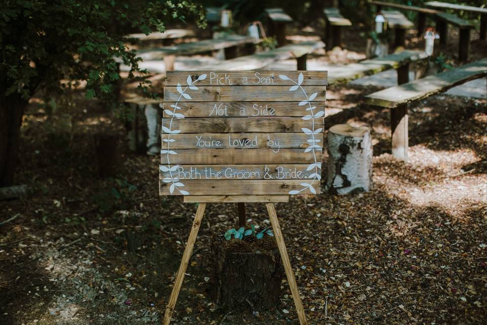 Hand-painted wedding signage