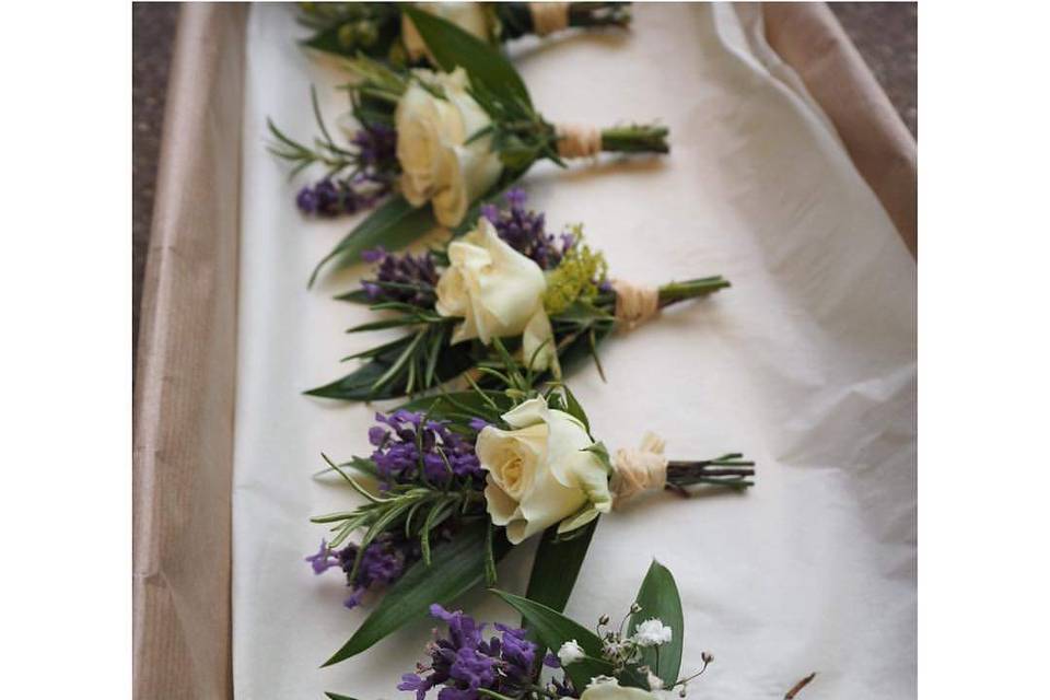 White and purple buttonholes