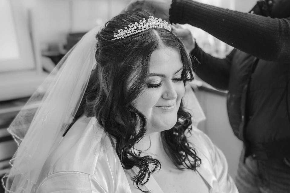 Bride getting ready