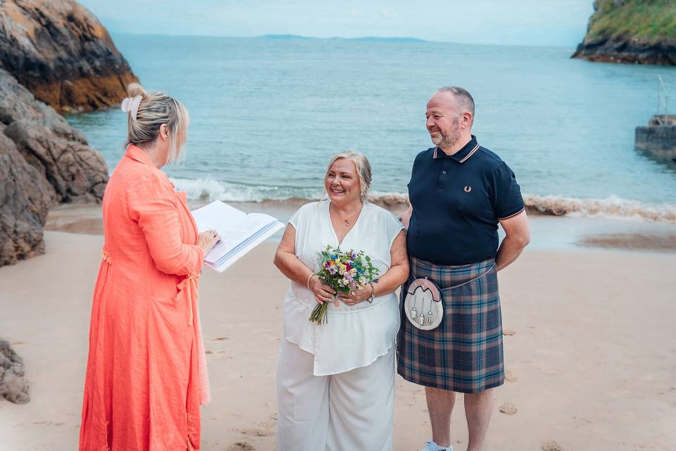 Tenby beach elopement