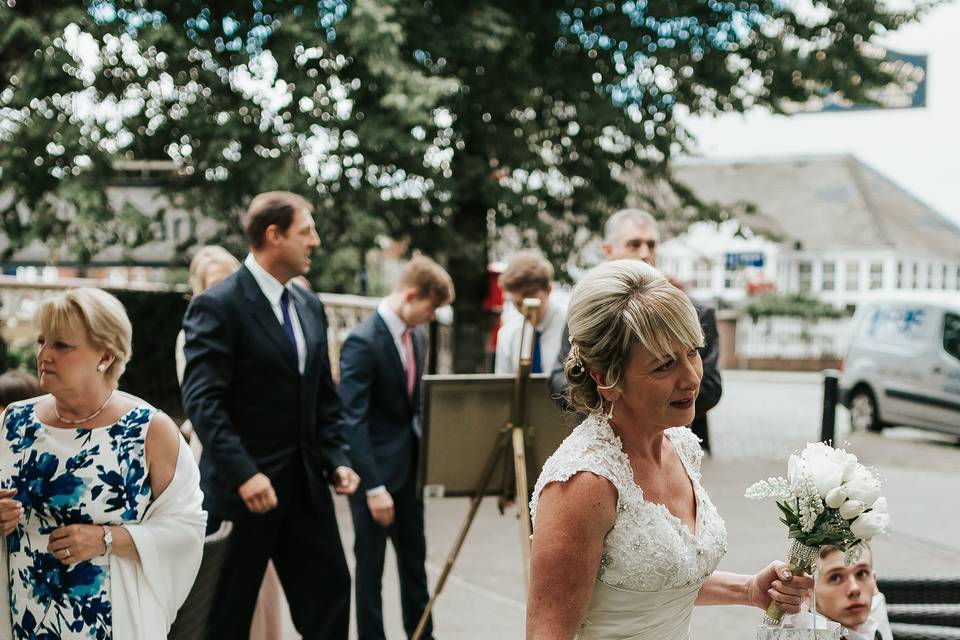 Holding the dress