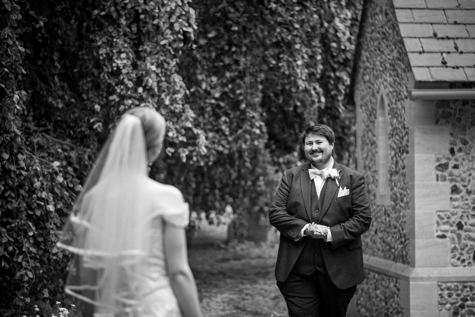 Admiring his bride