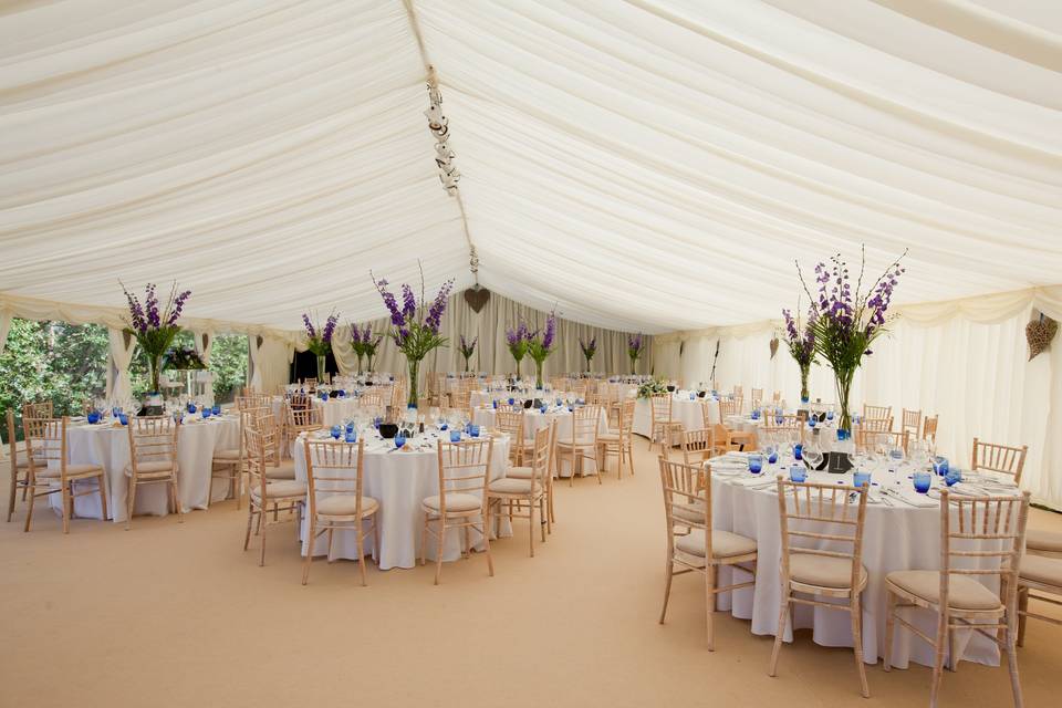 Interior wedding marquee