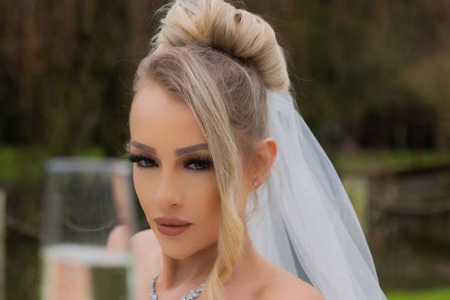 Bridal portrait, raised glass