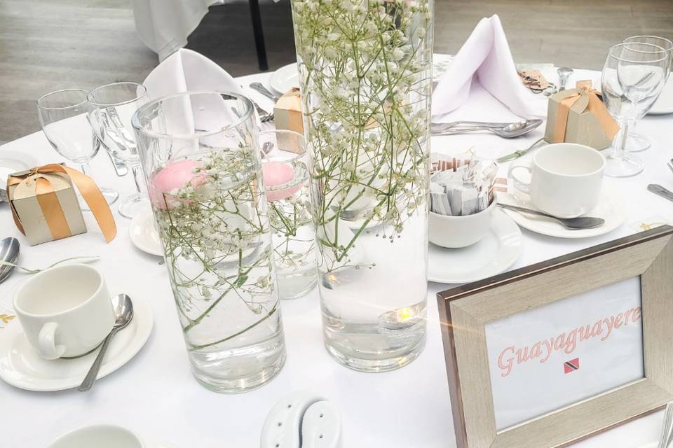 Baby's breath centrepieces