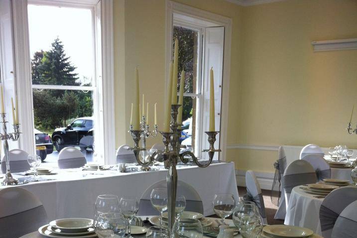White covers & candelabra