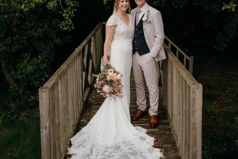 Lovely couple with bouquet