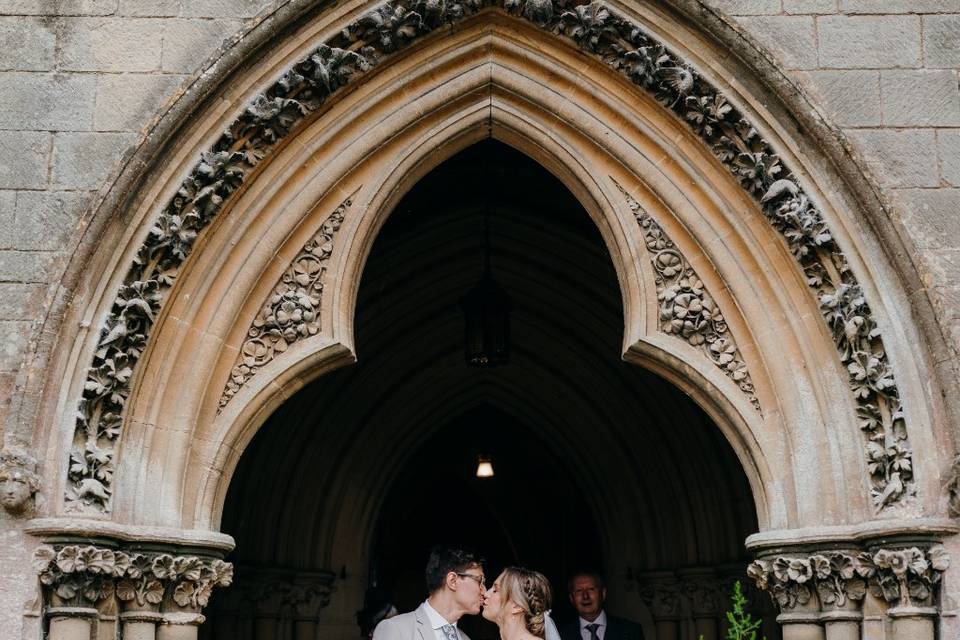 Lovely couple with bouquet