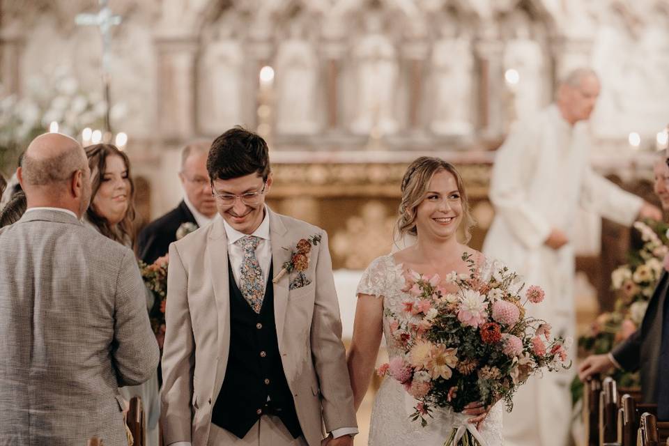 Lovely couple with bouquet