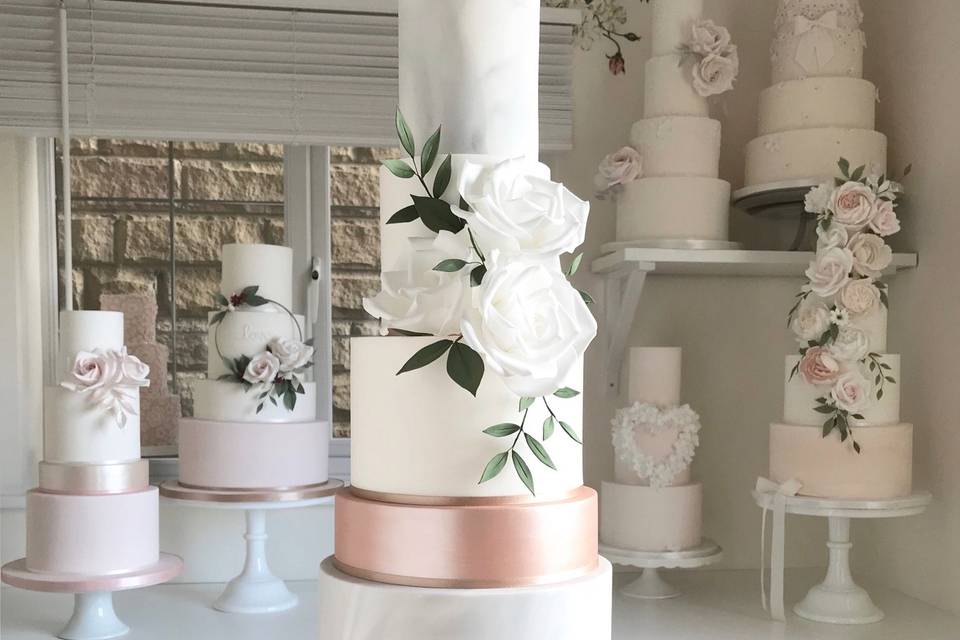 Copper and grey marble wedding cake