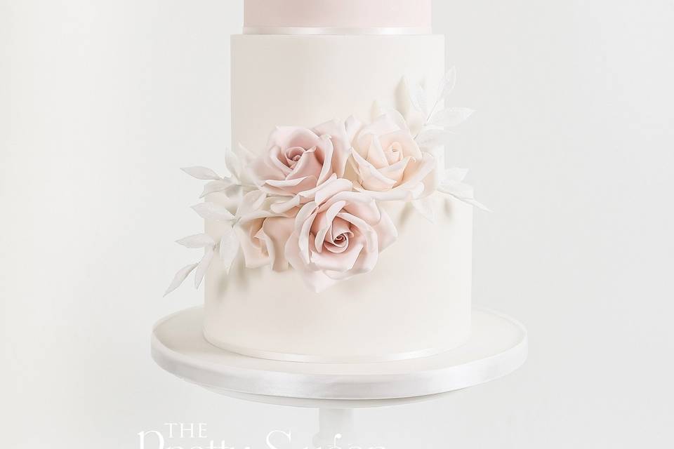 Blush and sparkle wedding cake