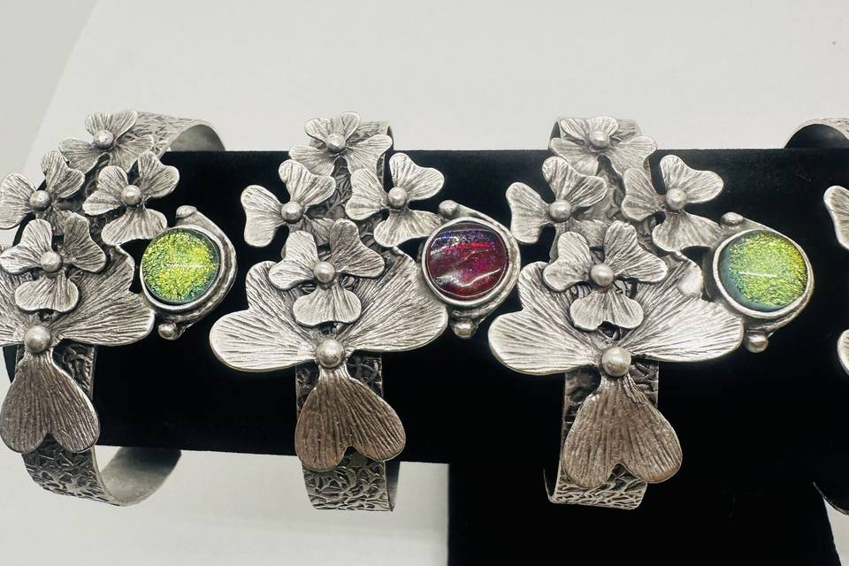 Silver plated cuff bracelets