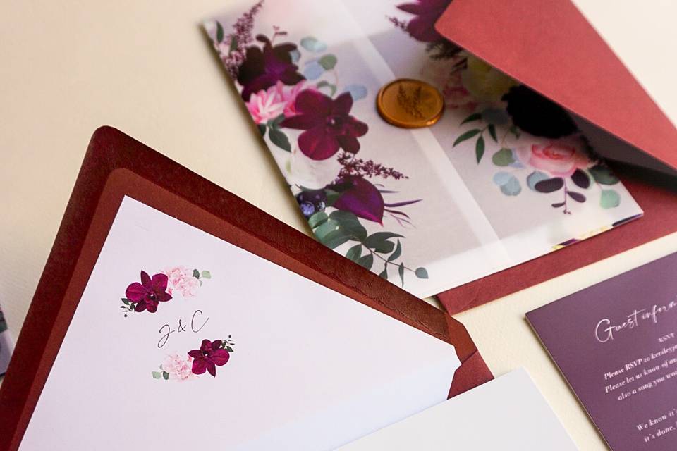 Autumnal wedding invitations