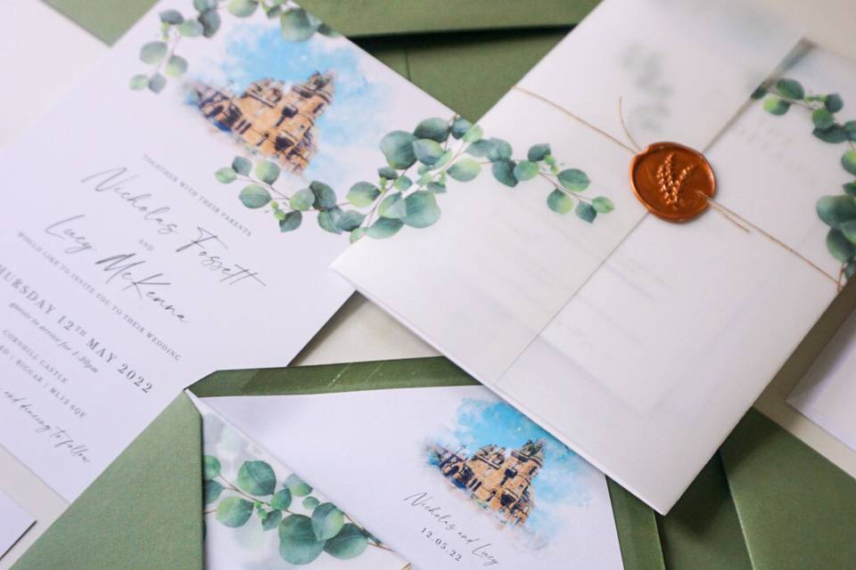 Venue illustration stationery