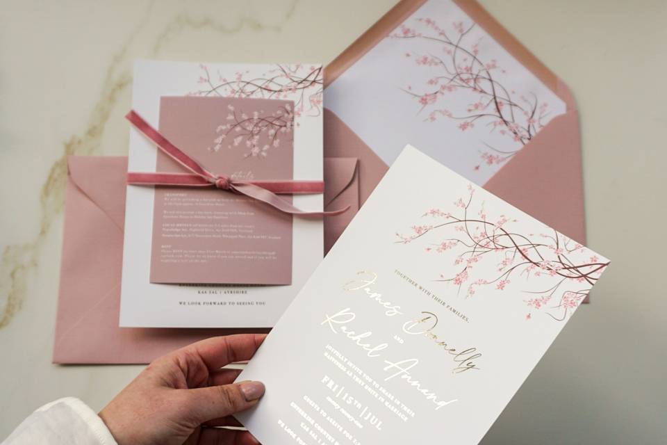 Gold foil cherry blossom