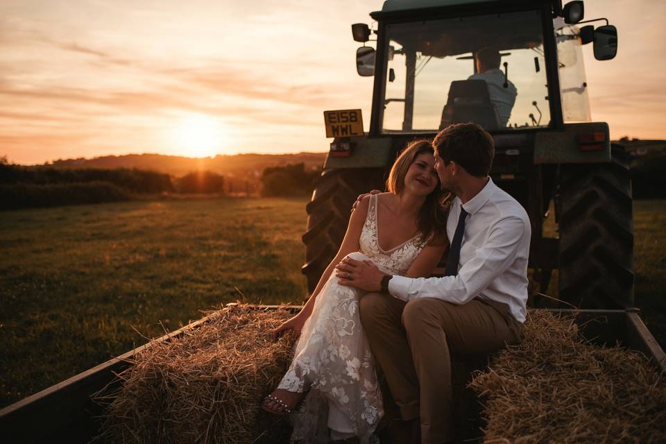 Sunset tractor ride