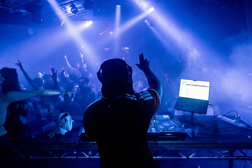 Behind the decks