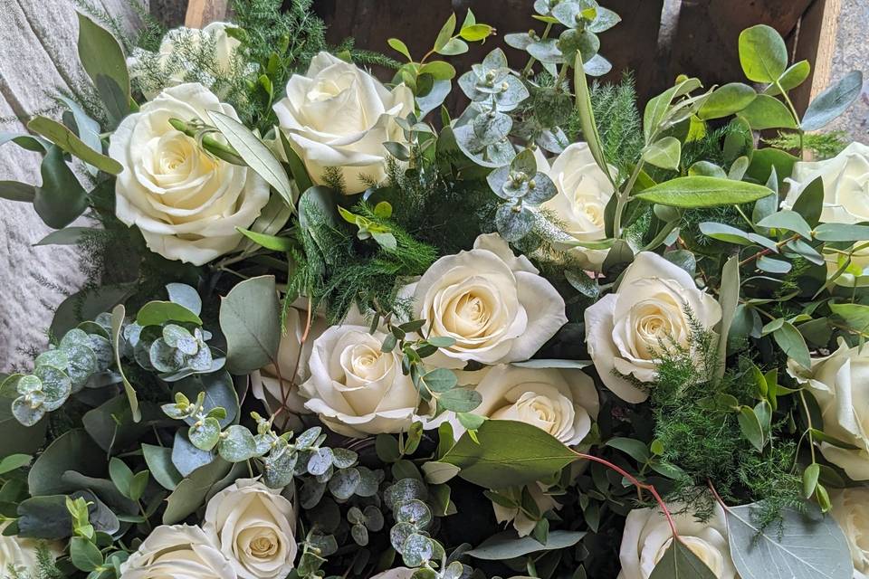 White Rose and Foliage Bouquet