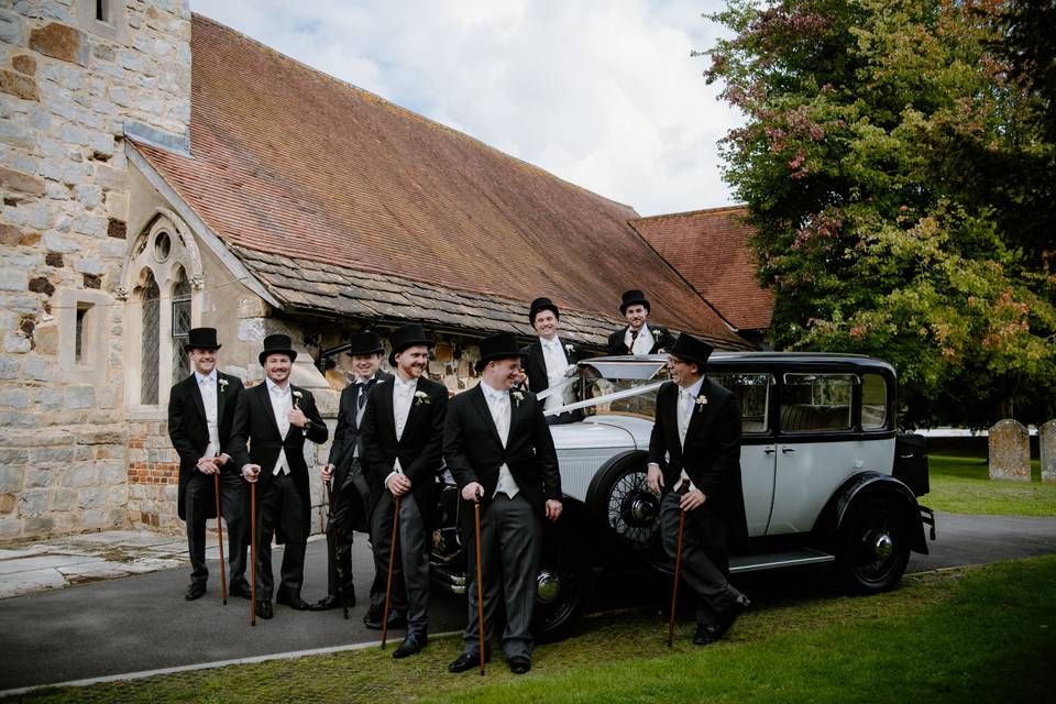 Wedding party outside