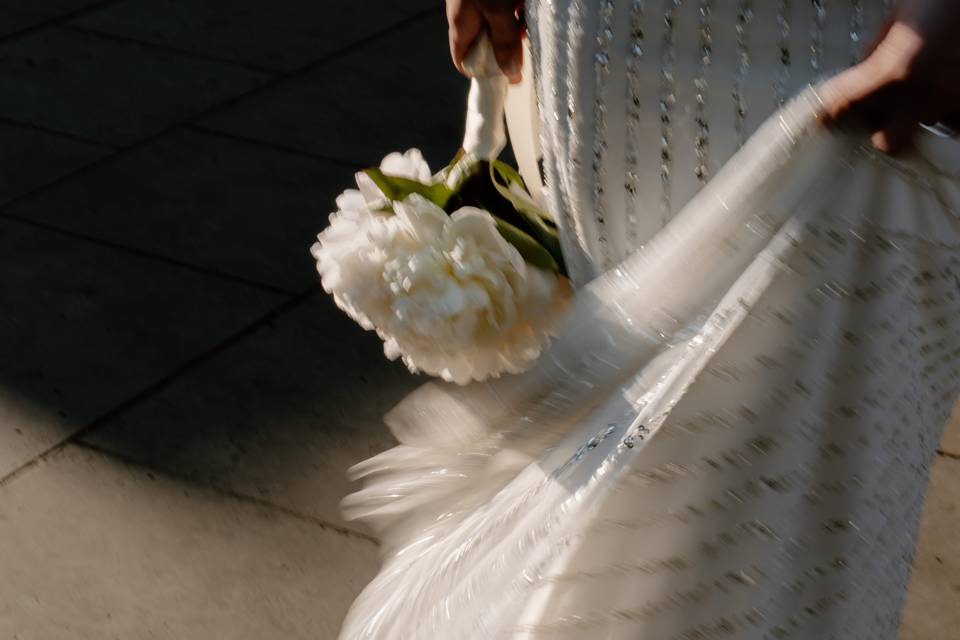 Holding bouquet