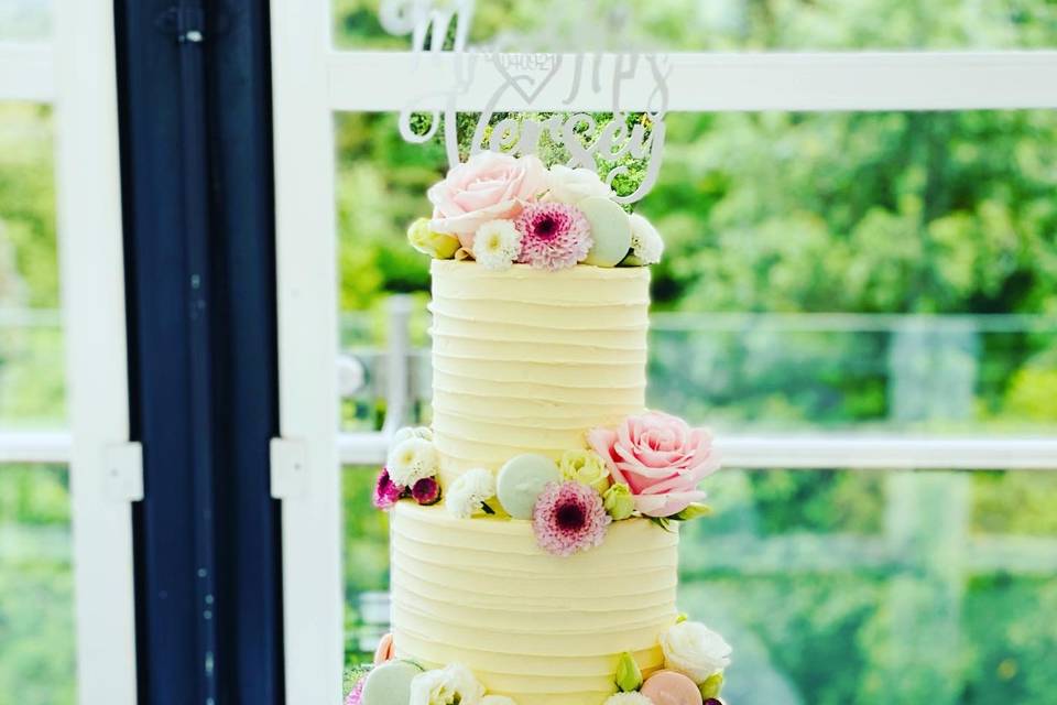 Pastel buttercream wedding cake