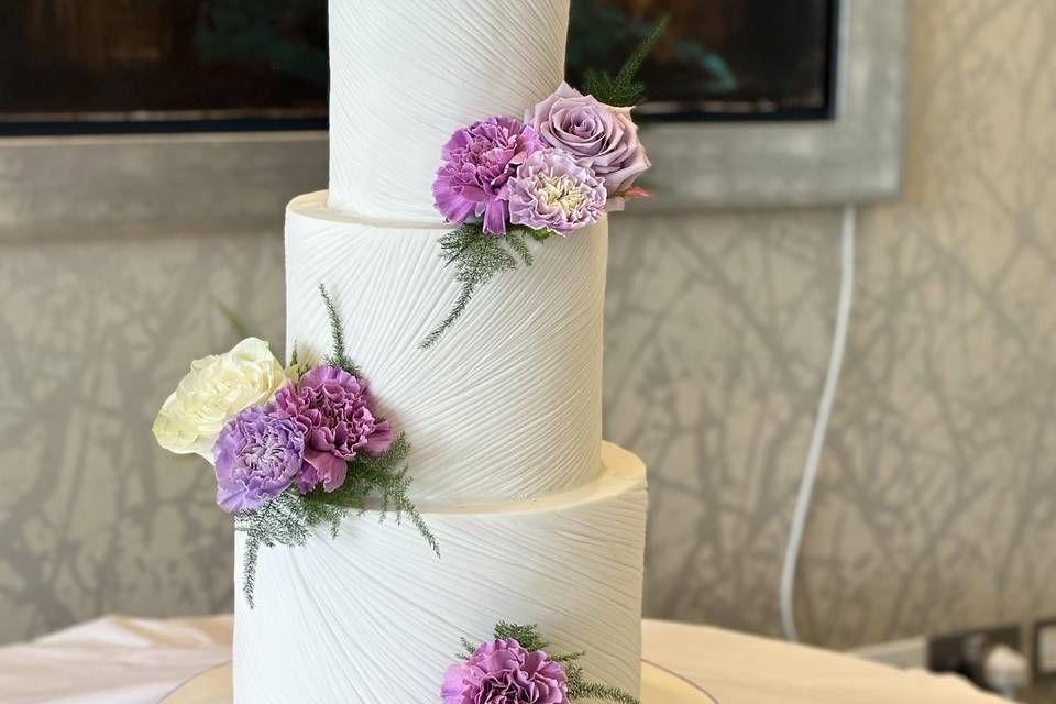 Textured fondant wedding cake