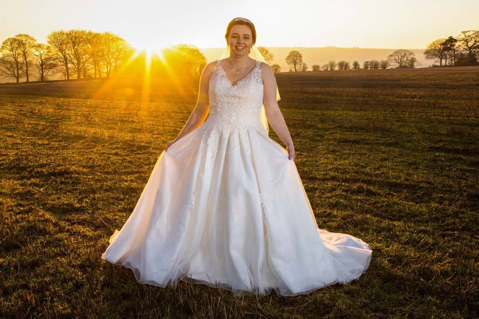 Bride and the sunset