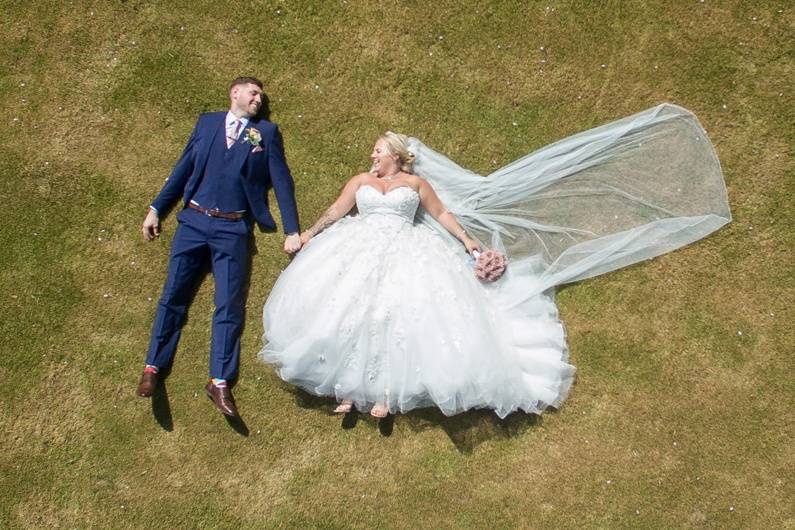 Bride with her bridesmaids