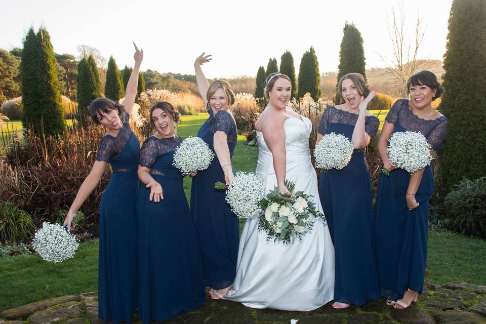 Bride with her bridesmaids