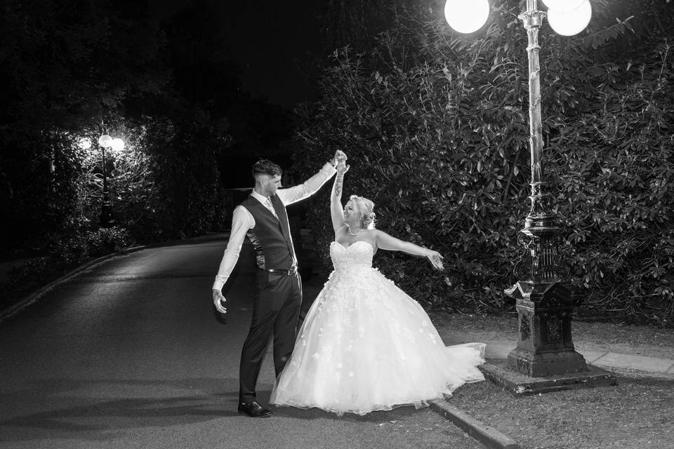 Couple dancing under the lights