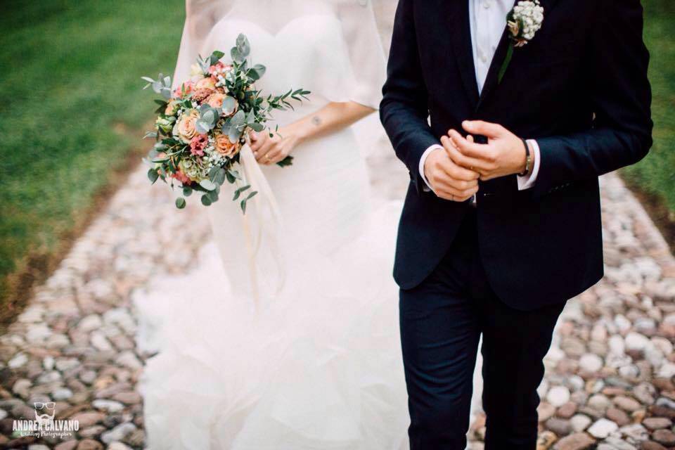 Romantic bride and groom