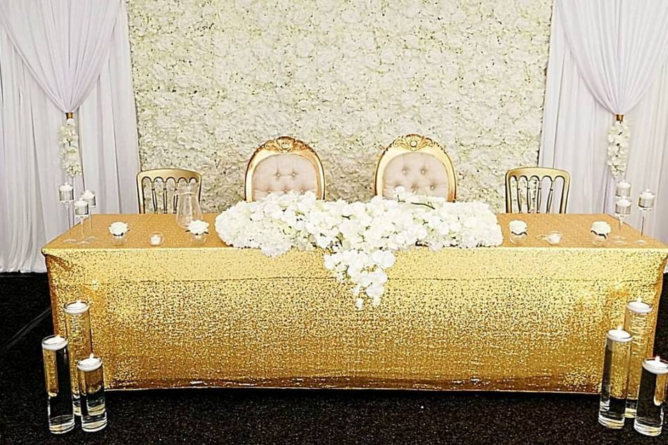 Flower wall with drapes