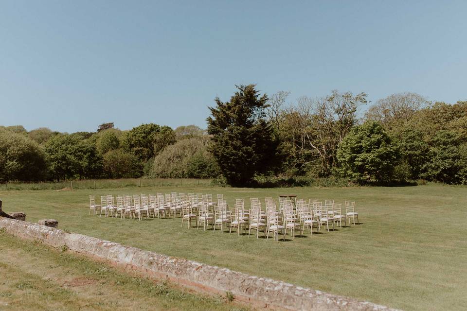 Ceremony overlooking lake