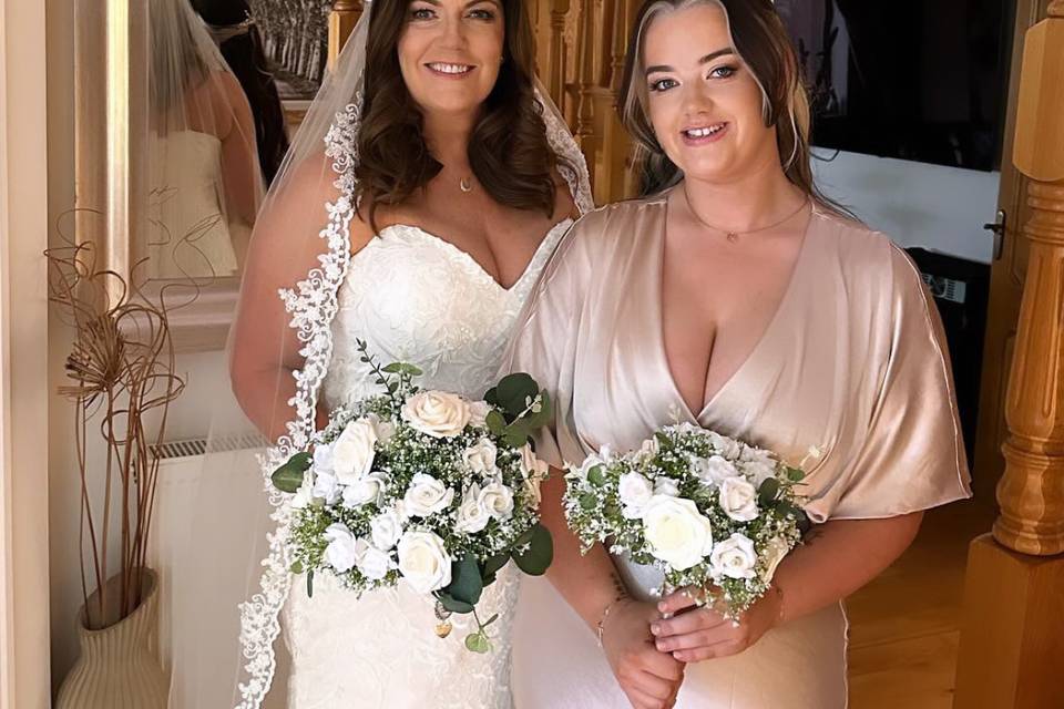 Bride and bridesmaid