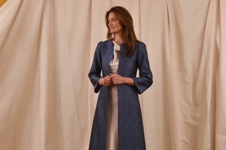 Blue Flower Brocade Coat